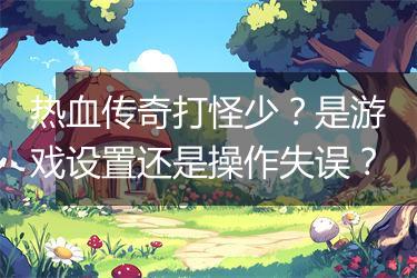 热血传奇打怪少？是游戏设置还是操作失误？