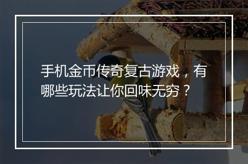 手机金币传奇复古游戏，有哪些玩法让你回味无穷？