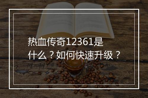 热血传奇12361是什么？如何快速升级？