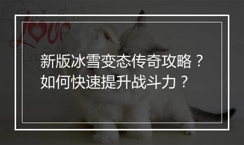 新版冰雪变态传奇攻略？如何快速提升战斗力？