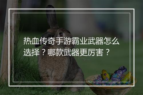 热血传奇手游霸业武器怎么选择？哪款武器更厉害？
