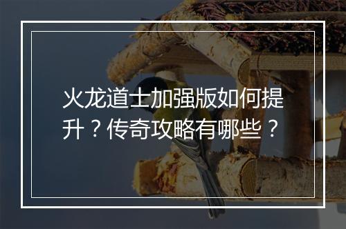 火龙道士加强版如何提升？传奇攻略有哪些？