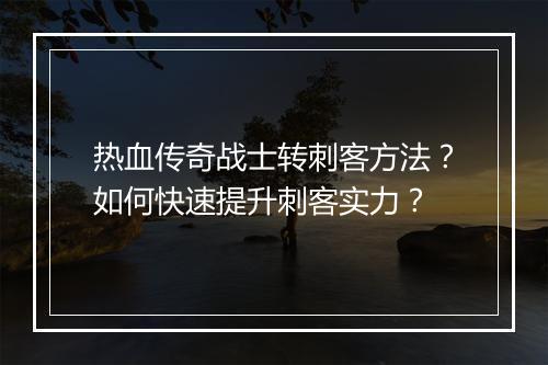 热血传奇战士转刺客方法？如何快速提升刺客实力？