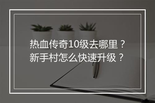 热血传奇10级去哪里？新手村怎么快速升级？
