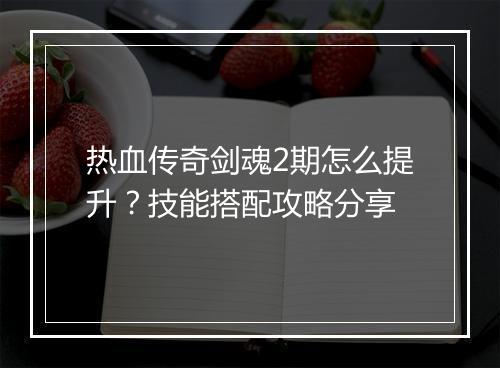 热血传奇剑魂2期怎么提升？技能搭配攻略分享