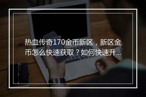 热血传奇170金币新区，新区金币怎么快速获取？如何快速升级？