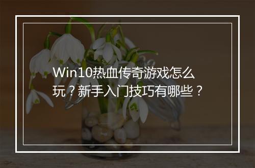 Win10热血传奇游戏怎么玩？新手入门技巧有哪些？