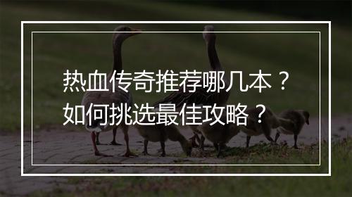 热血传奇推荐哪几本？如何挑选最佳攻略？