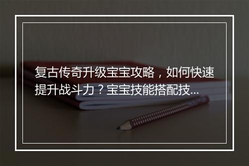 复古传奇升级宝宝攻略，如何快速提升战斗力？宝宝技能搭配技巧揭秘