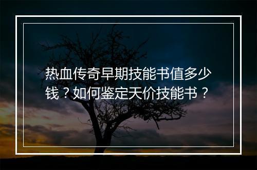 热血传奇早期技能书值多少钱？如何鉴定天价技能书？