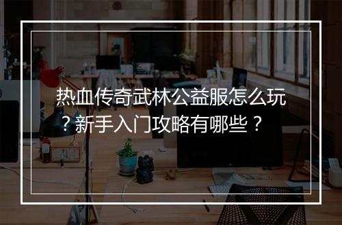 热血传奇武林公益服怎么玩？新手入门攻略有哪些？