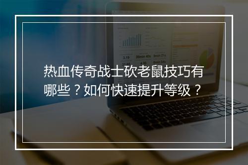 热血传奇战士砍老鼠技巧有哪些？如何快速提升等级？
