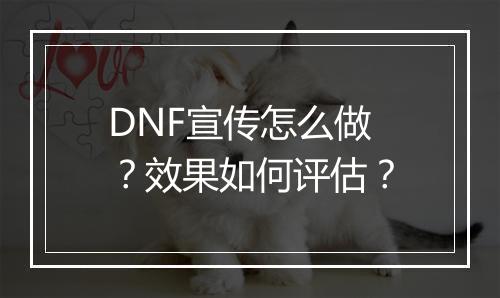DNF宣传怎么做？效果如何评估？