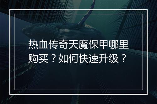 热血传奇天魔保甲哪里购买？如何快速升级？