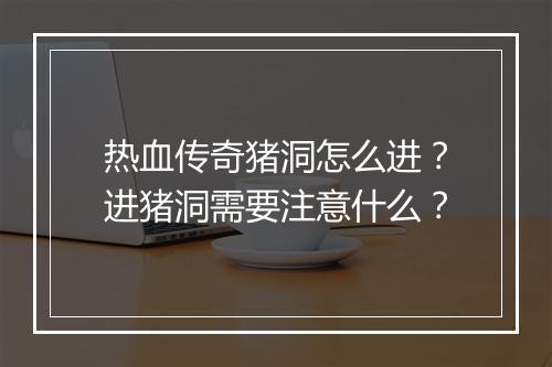 热血传奇猪洞怎么进？进猪洞需要注意什么？