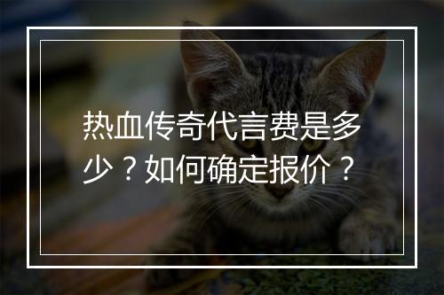 热血传奇代言费是多少？如何确定报价？