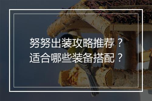 努努出装攻略推荐？适合哪些装备搭配？