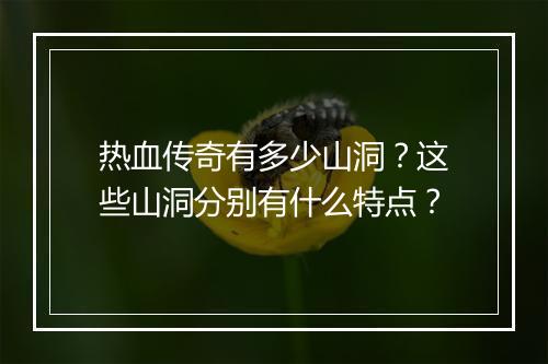 热血传奇有多少山洞？这些山洞分别有什么特点？