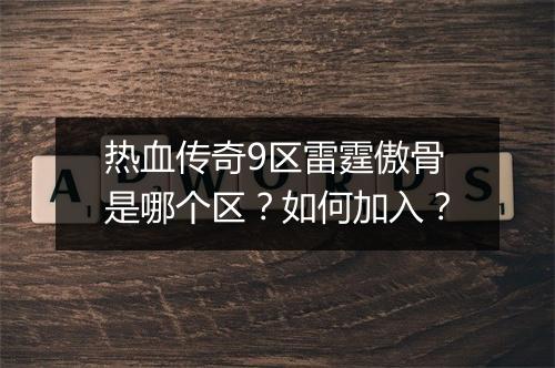 热血传奇9区雷霆傲骨是哪个区？如何加入？