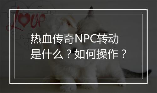 热血传奇NPC转动是什么？如何操作？