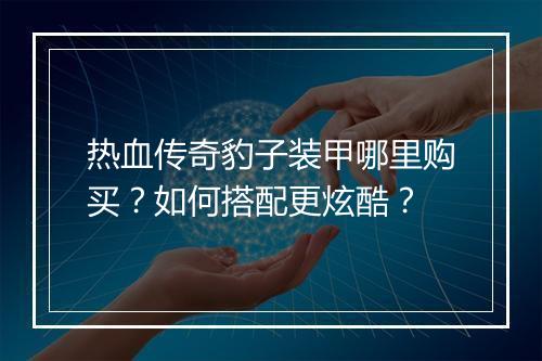 热血传奇豹子装甲哪里购买？如何搭配更炫酷？