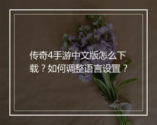 传奇4手游中文版怎么下载？如何调整语言设置？