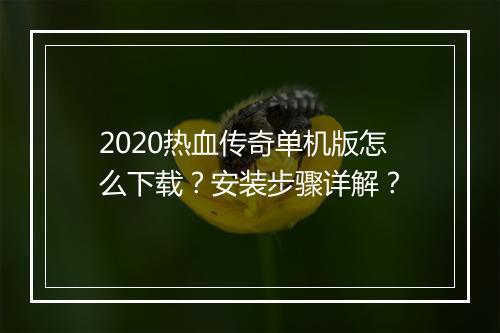 2020热血传奇单机版怎么下载？安装步骤详解？