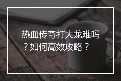 热血传奇打大龙难吗？如何高效攻略？