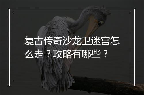 复古传奇沙龙卫迷宫怎么走？攻略有哪些？