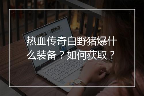 热血传奇白野猪爆什么装备？如何获取？