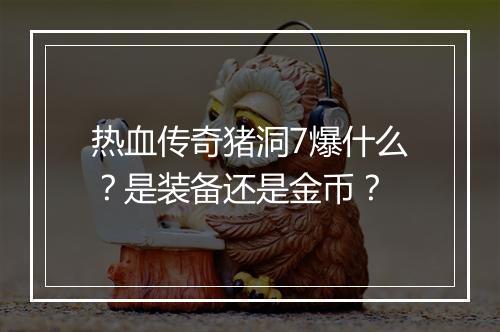 热血传奇猪洞7爆什么？是装备还是金币？
