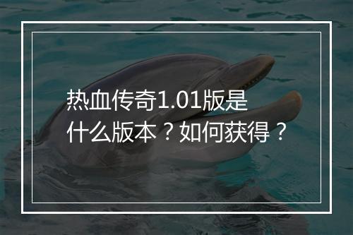 热血传奇1.01版是什么版本？如何获得？