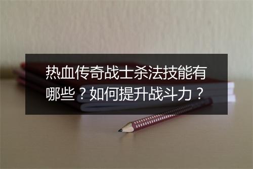 热血传奇战士杀法技能有哪些？如何提升战斗力？