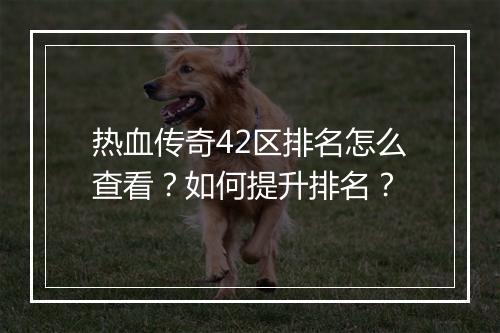 热血传奇42区排名怎么查看？如何提升排名？