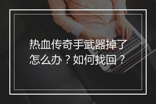 热血传奇手武器掉了怎么办？如何找回？