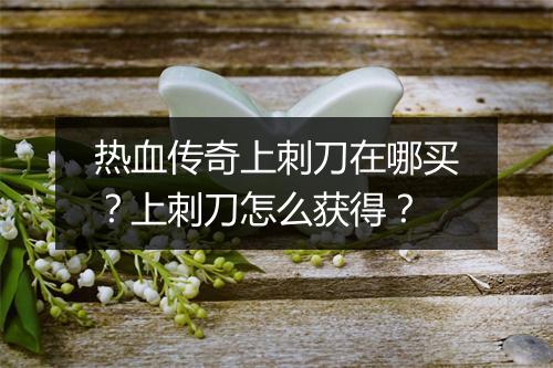 热血传奇上刺刀在哪买？上刺刀怎么获得？
