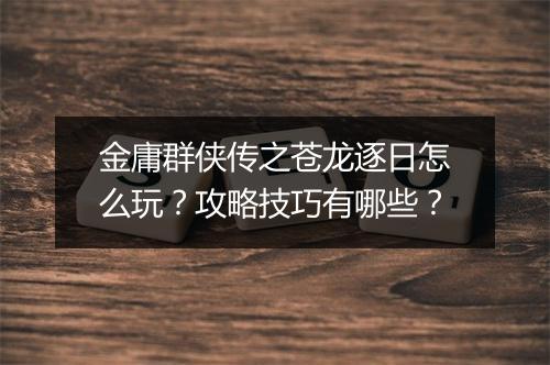 金庸群侠传之苍龙逐日怎么玩？攻略技巧有哪些？