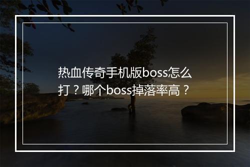 热血传奇手机版boss怎么打？哪个boss掉落率高？
