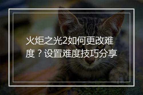 火炬之光2如何更改难度？设置难度技巧分享