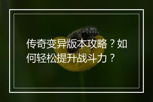 传奇变异版本攻略？如何轻松提升战斗力？