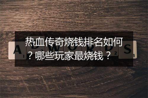 热血传奇烧钱排名如何？哪些玩家最烧钱？