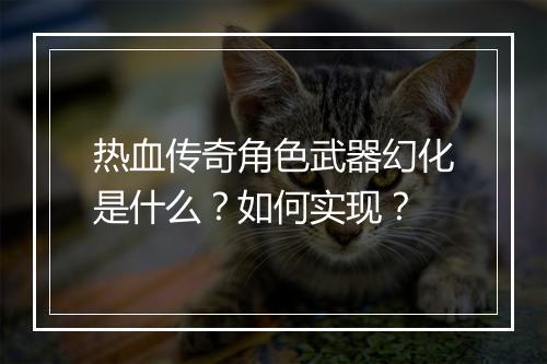 热血传奇角色武器幻化是什么？如何实现？