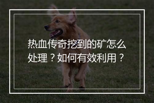 热血传奇挖到的矿怎么处理？如何有效利用？
