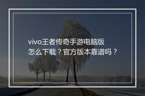 vivo王者传奇手游电脑版怎么下载？官方版本靠谱吗？