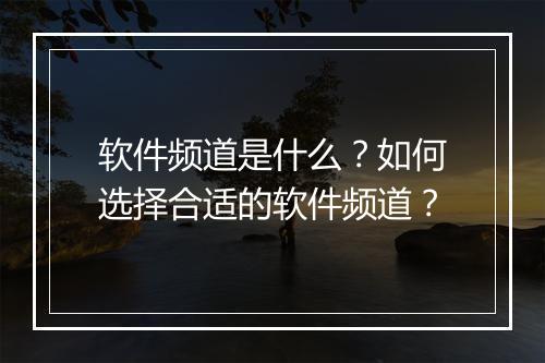 软件频道是什么？如何选择合适的软件频道？