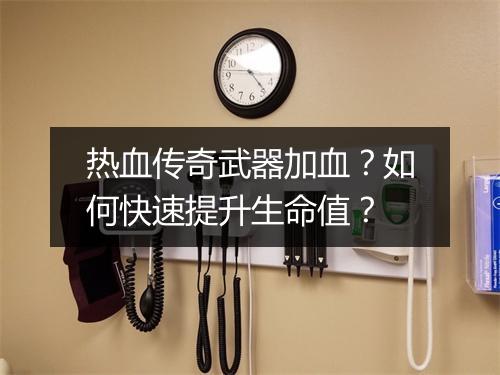 热血传奇武器加血？如何快速提升生命值？