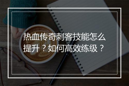 热血传奇刺客技能怎么提升？如何高效练级？