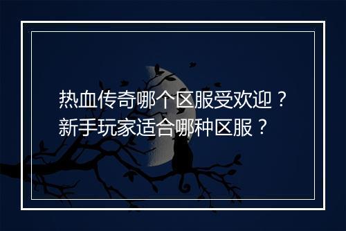 热血传奇哪个区服受欢迎?新手玩家适合哪种区服?