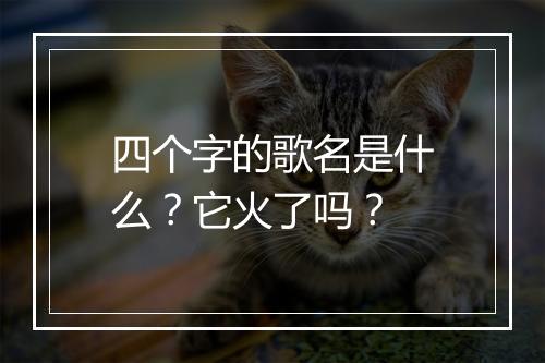 四个字的歌名是什么？它火了吗？
