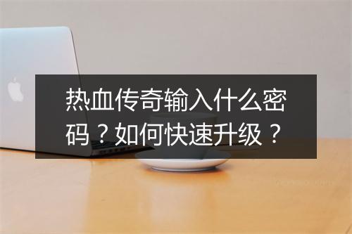 热血传奇输入什么密码？如何快速升级？